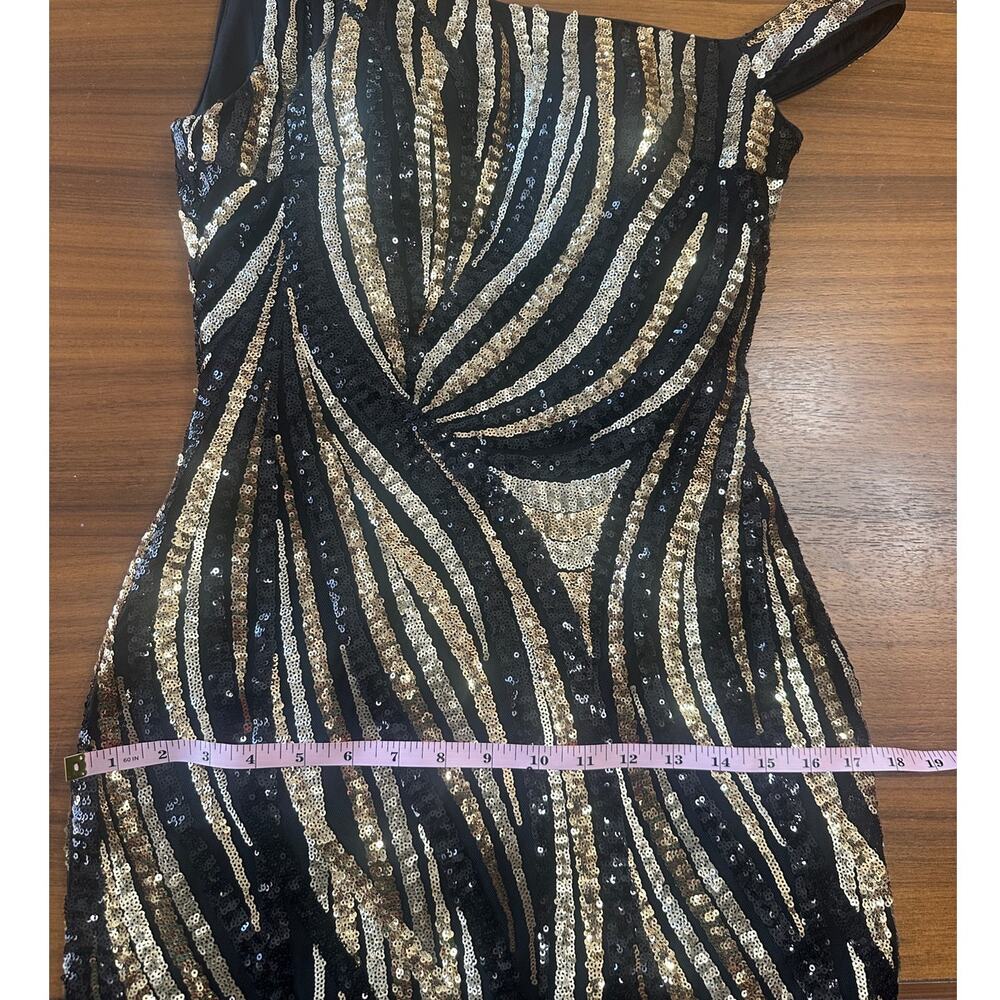 Jovani Gold/Black Sequin Off the Shoulder Trumpet Gown, Black Tie Gala Ball, 8 - Picture 10 of 11